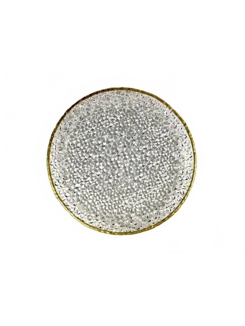 Set of 6 Hand Decorated Artistic Accents Pebble Glass Plates Gold Rim Turkey 8" - Picture 7 of 10
